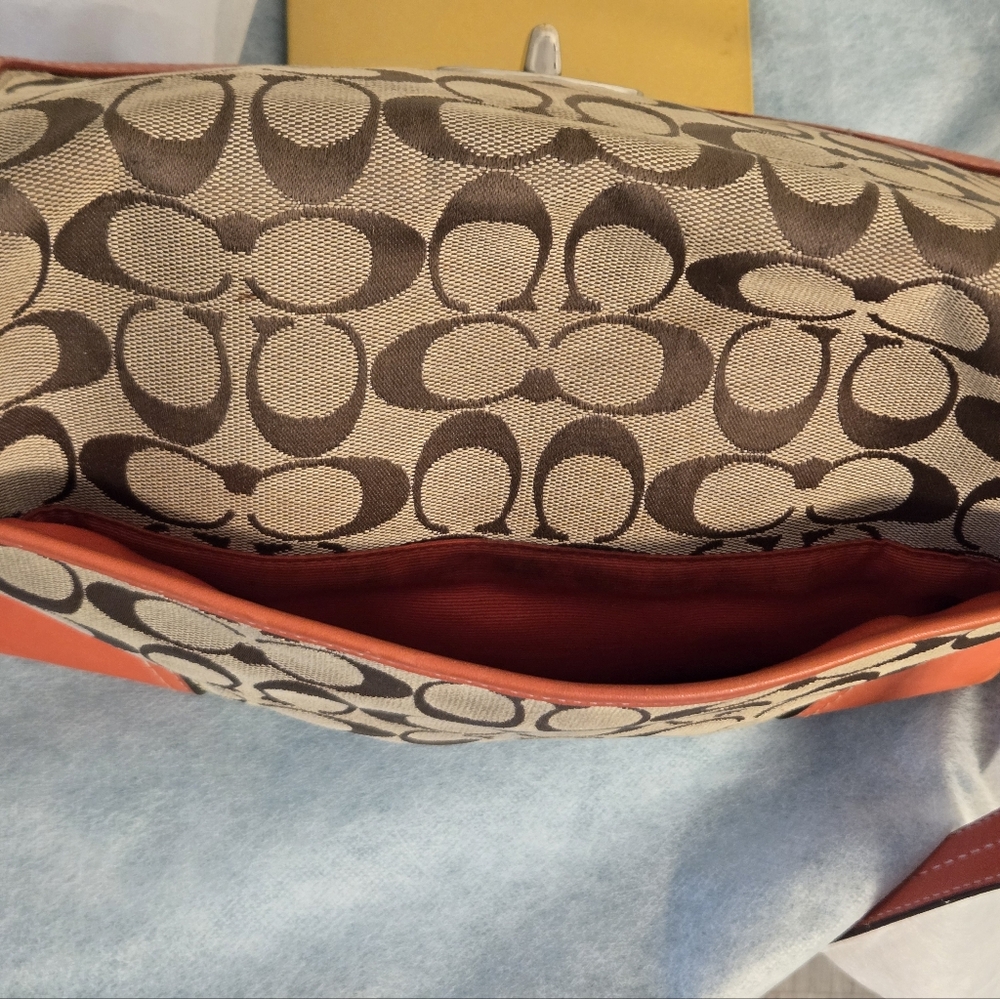 Coach Tan with Red Leather Trim, Y2K, Adjustable Strap Purse - Picture 8 of 17